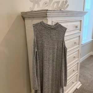 Ladies Woolen long sleeve open shoulder dress